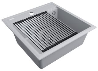 Комплект Paulmark: мойка Stepia 50 и ролл-мат Step PM115051-GRS+R375-BS серый дым/брашированная нержавеющая сталь